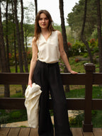 Duo V-Neck Sleeveless Vegan Silk® Blouse