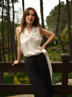 Duo V-Neck Sleeveless Vegan Silk® Blouse